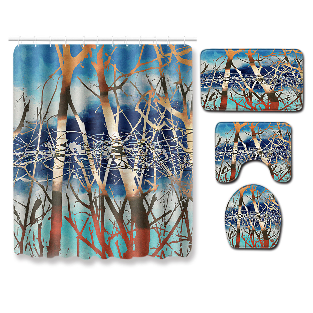 Abstract Bathroom Mats Combination 4 PCs Set Toilet Carpet Shower Room Mat Mat Cross-Border Delivery Abstract Bathroom Mats Combination 4 PCs Set Toilet Carpet Shower Room Mat Mat Cross-Border Delivery