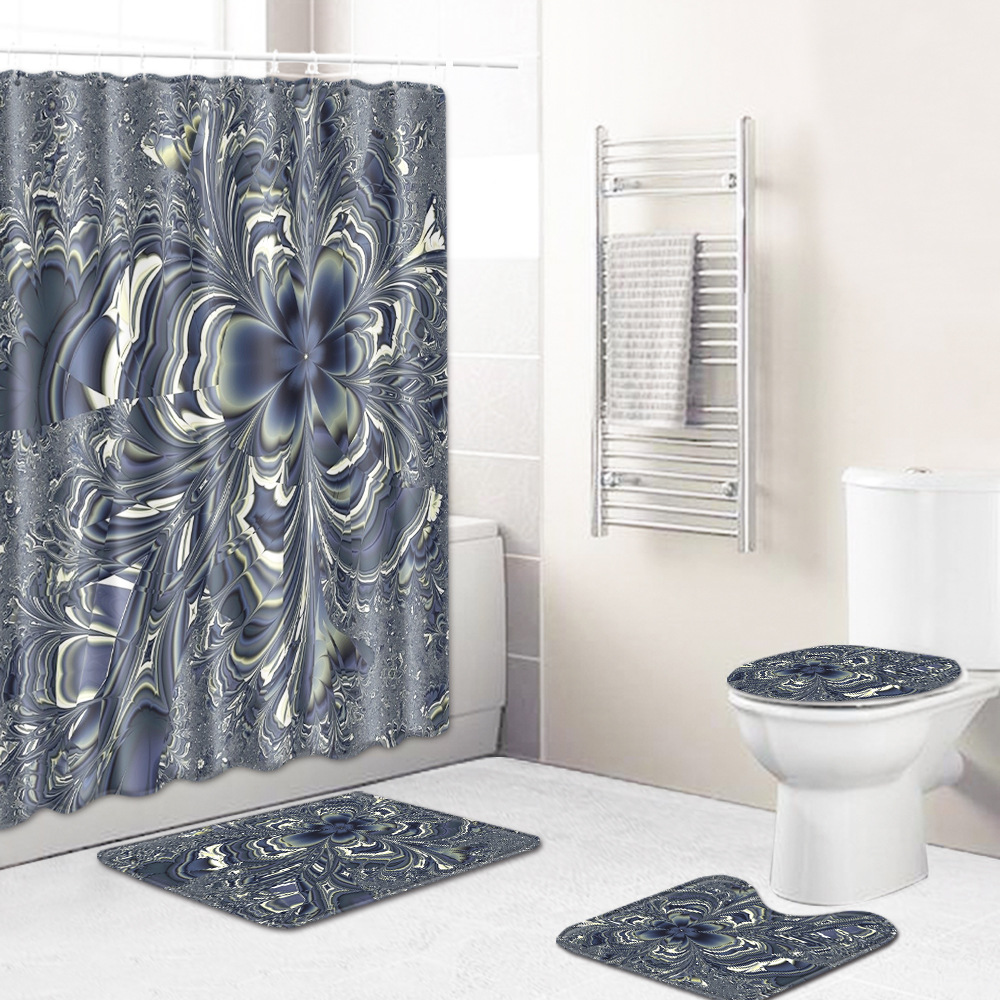 Abstract Bathroom Mats Combination 4 PCs Set Toilet Carpet Shower Room Mat Mat Cross-Border Delivery Abstract Bathroom Mats Combination 4 PCs Set Toilet Carpet Shower Room Mat Mat Cross-Border Delivery