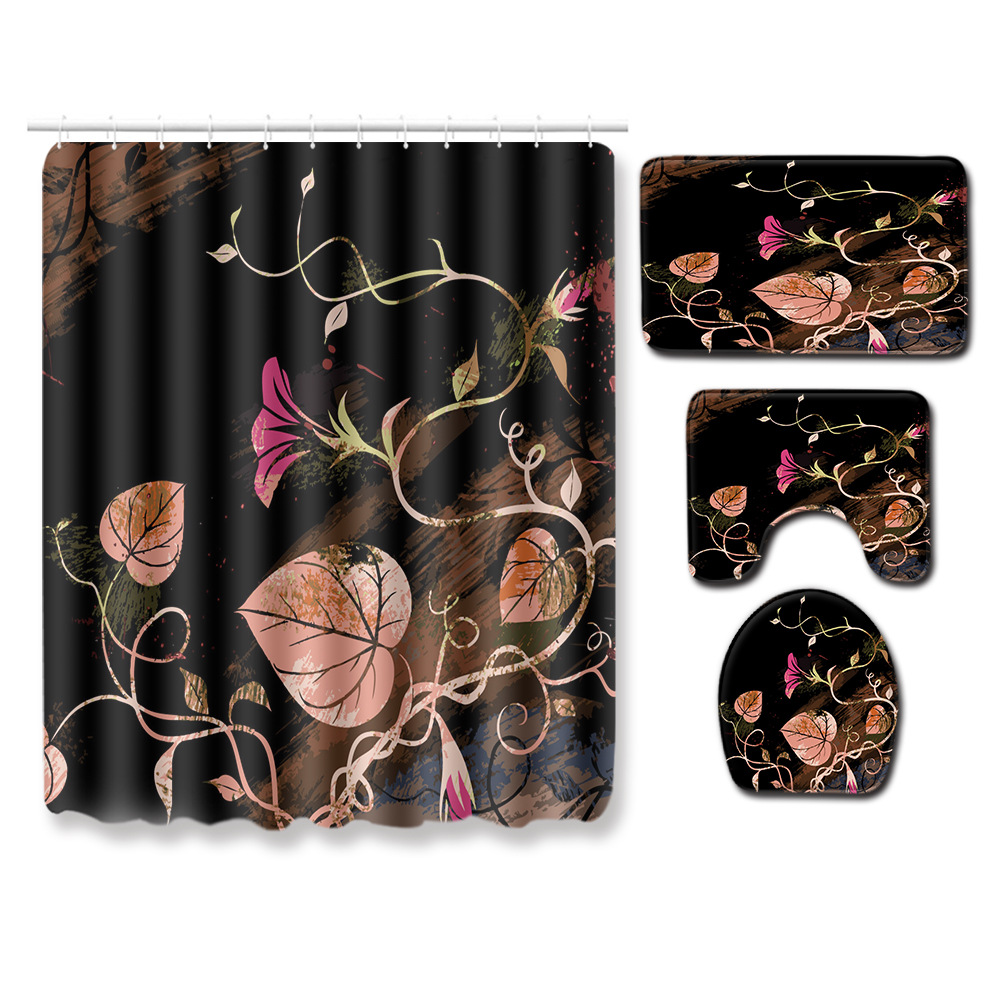 Abstract Bathroom Mats Combination 4 PCs Set Toilet Carpet Shower Room Mat Mat Cross-Border Delivery Abstract Bathroom Mats Combination 4 PCs Set Toilet Carpet Shower Room Mat Mat Cross-Border Delivery