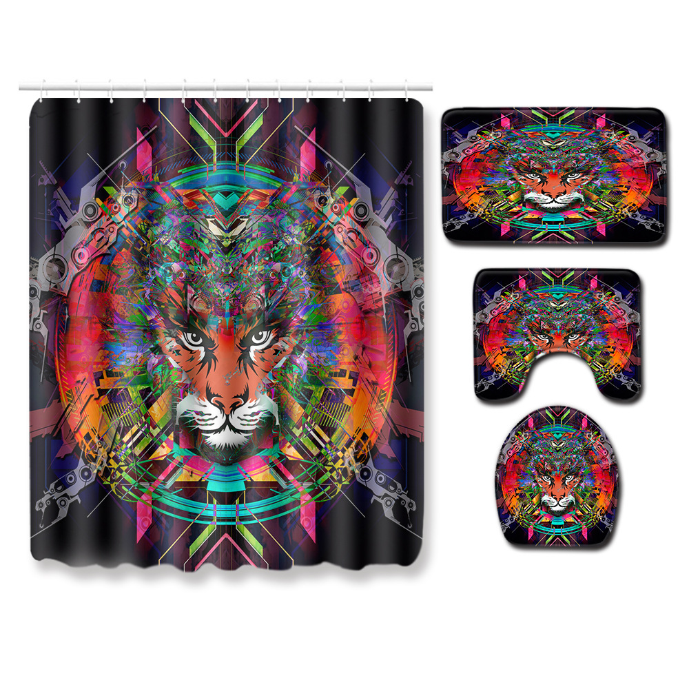 Abstract Bathroom Mats Combination 4 PCs Set Toilet Carpet Shower Room Mat Mat Cross-Border Delivery Abstract Bathroom Mats Combination 4 PCs Set Toilet Carpet Shower Room Mat Mat Cross-Border Delivery