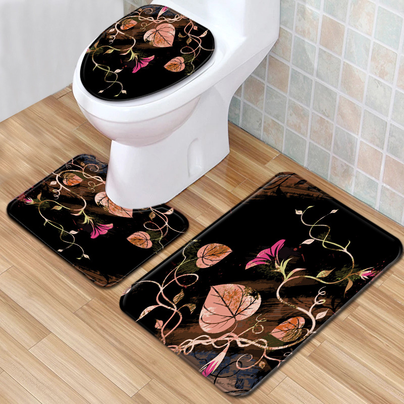 Abstract Bathroom Mats Combination 4 PCs Set Toilet Carpet Shower Room Mat Mat Cross-Border Delivery Abstract Bathroom Mats Combination 4 PCs Set Toilet Carpet Shower Room Mat Mat Cross-Border Delivery