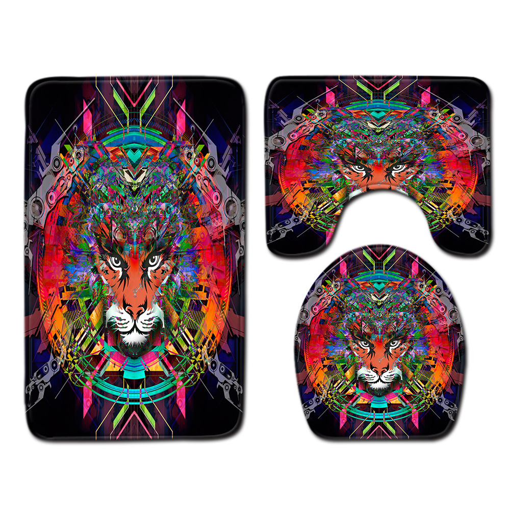 Abstract Bathroom Mats Combination 4 PCs Set Toilet Carpet Shower Room Mat Mat Cross-Border Delivery Abstract Bathroom Mats Combination 4 PCs Set Toilet Carpet Shower Room Mat Mat Cross-Border Delivery