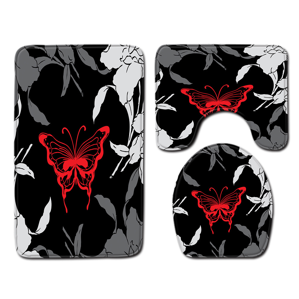 Abstract Bathroom Mats Combination 4 PCs Set Toilet Carpet Shower Room Mat Mat Cross-Border Delivery Abstract Bathroom Mats Combination 4 PCs Set Toilet Carpet Shower Room Mat Mat Cross-Border Delivery