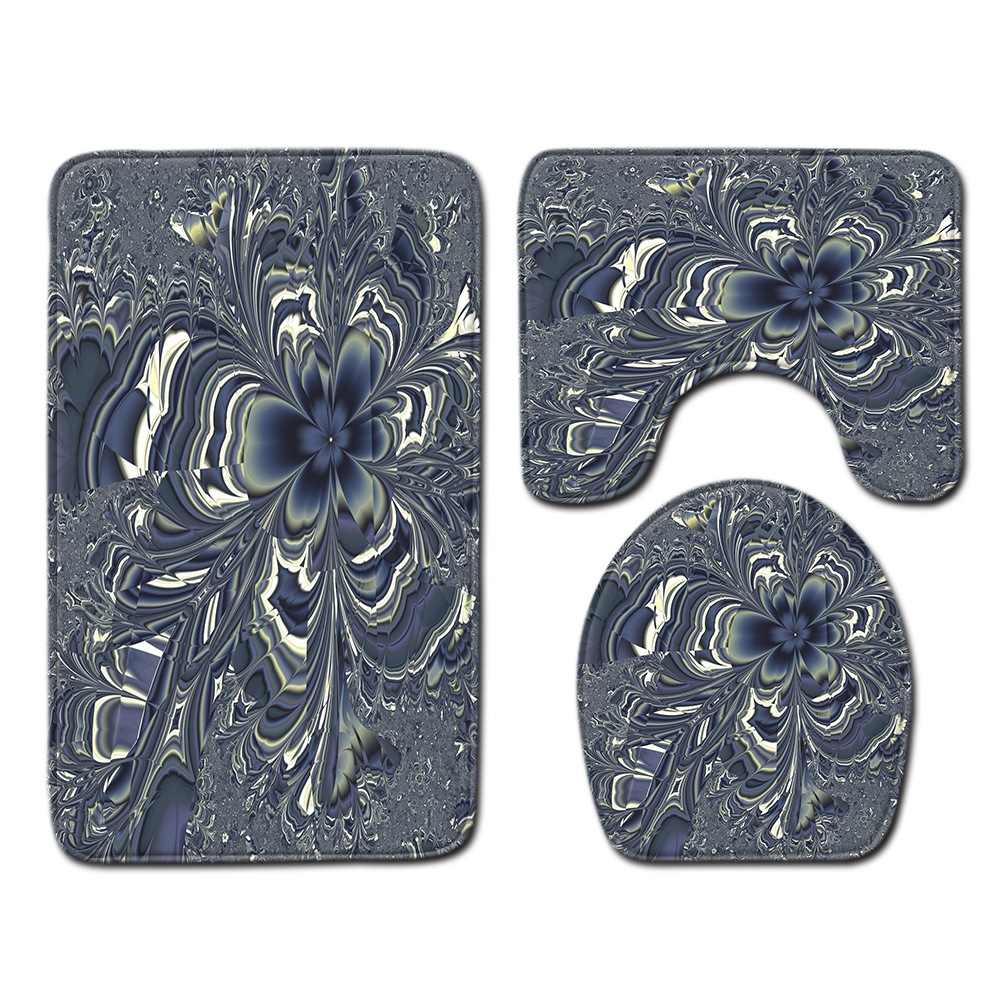 Abstract Bathroom Mats Combination 4 PCs Set Toilet Carpet Shower Room Mat Mat Cross-Border Delivery Abstract Bathroom Mats Combination 4 PCs Set Toilet Carpet Shower Room Mat Mat Cross-Border Delivery