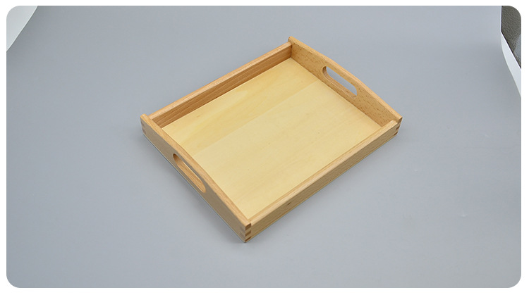 Kindergarten Children 'S Tray Wooden Beech Teaching Aids Storage Tray Solid Color Square Tea Plate With Handle Kindergarten Children 'S Tray Wooden Beech Teaching Aids Storage Tray Solid Color Square Tea Plate With Handle