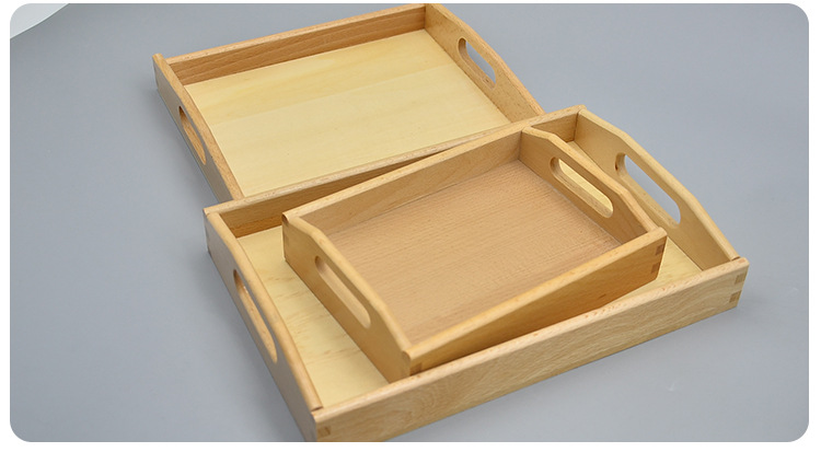 Kindergarten Children 'S Tray Wooden Beech Teaching Aids Storage Tray Solid Color Square Tea Plate With Handle Kindergarten Children 'S Tray Wooden Beech Teaching Aids Storage Tray Solid Color Square Tea Plate With Handle