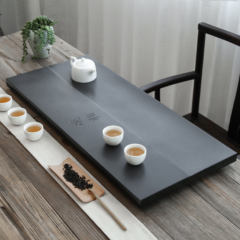 Dinghong Wujin Stone Tea Tray Simple Set Japanese Kung Fu Tea Set Custom Processing Embedded Stone Tea Tray