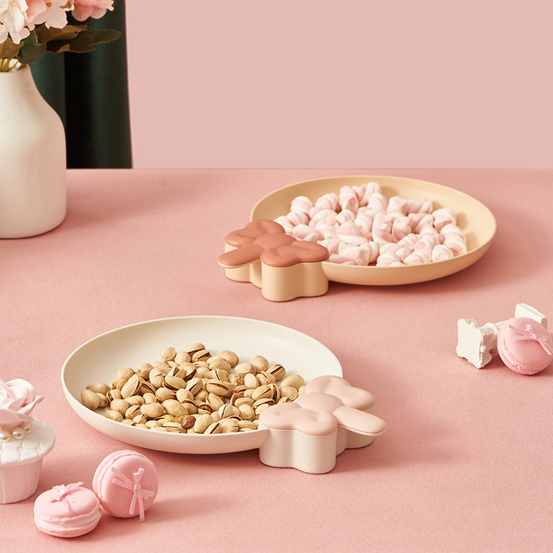 New Creative Fruit Plate Home Living Room Sunflower Seeds Nut Storage Tray Cute Plastic Candy Plate Snack Dish