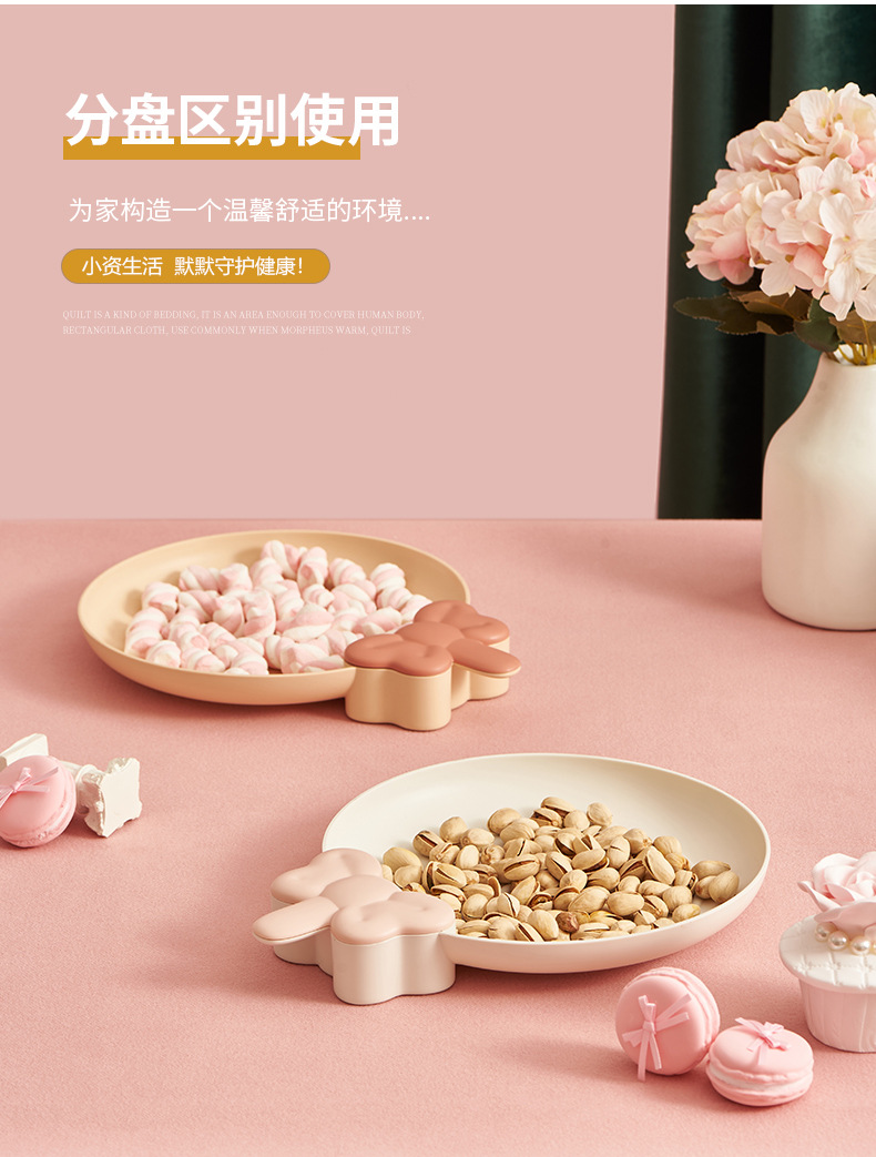 New Creative Fruit Plate Home Living Room Sunflower Seeds Nut Storage Tray Cute Plastic Candy Plate Snack Dish