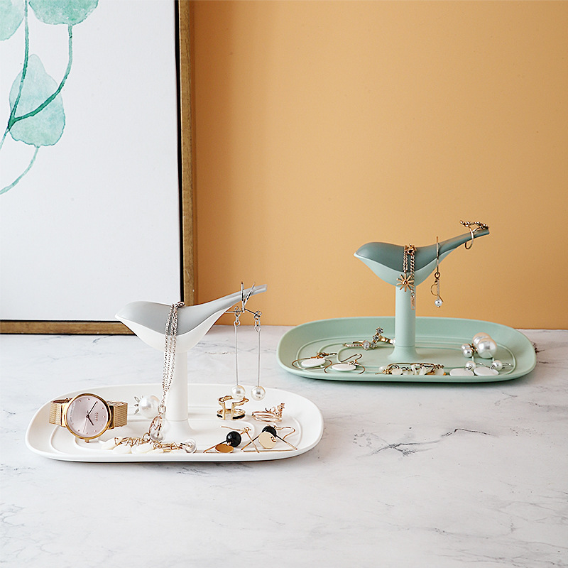 Nordic Jewelry Storage Tray Creative Bird Necklace Earrings Ornament Rack Office Desktop Organizing Storage Box Tray