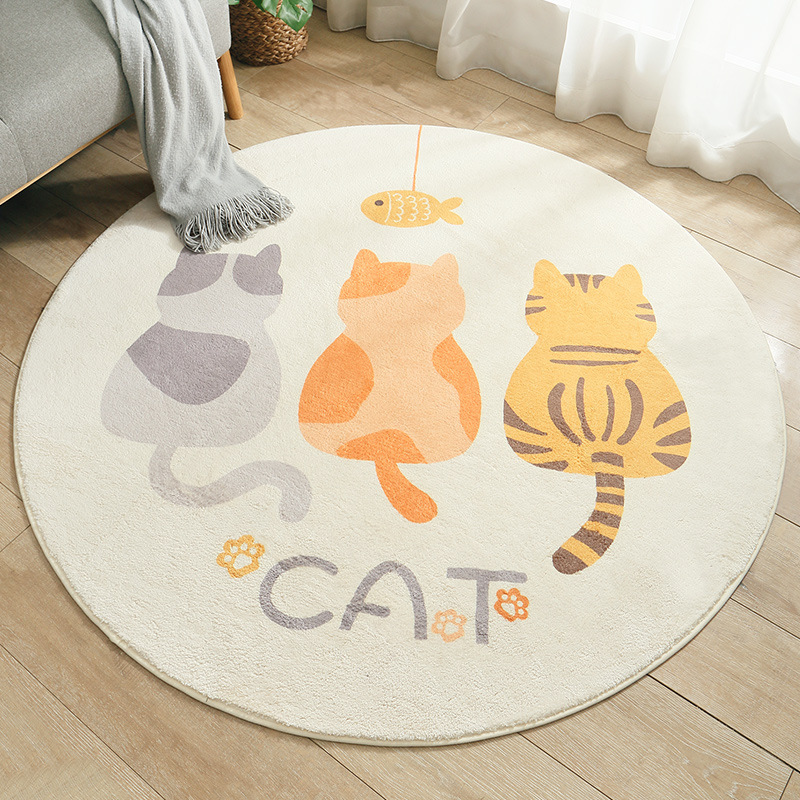 Cartoon Creative round Lambswool Carpet Nordic Instagram Style Living Room Bedroom Tea Table Cloth Household Bedside round Mat