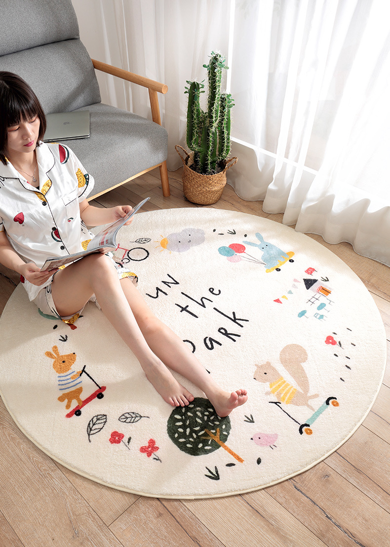 Cartoon Creative round Lambswool Carpet Nordic Instagram Style Living Room Bedroom Tea Table Cloth Household Bedside round Mat Cartoon Creative round Lambswool Carpet Nordic Instagram Style Living Room Bedroom Tea Table Cloth Household Bedside round Mat