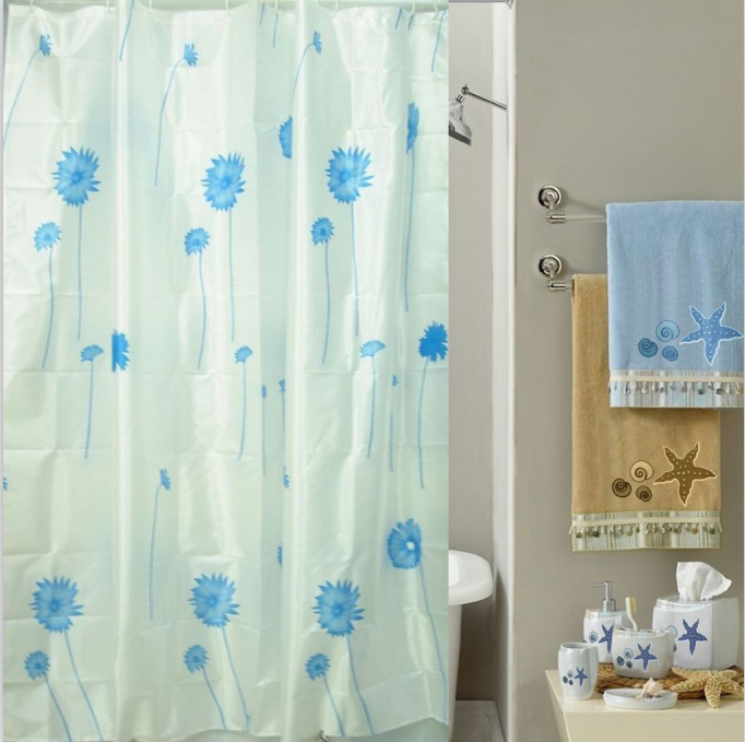 Thickened small curtain set bathroom hanging curtain waterproof mouldproof perforated toilet curtain cloth bath partition curtain