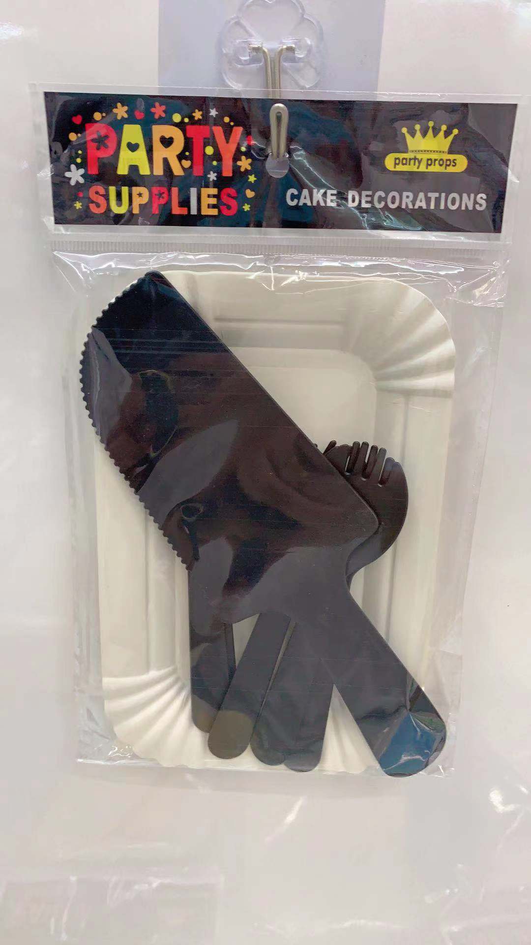 Birthday Cake Four-in-One Cutlery Tray Set Disposable Tableware Plastic Knives Spoon Combination Paper Plate Birthday Cake Four-in-One Cutlery Tray Set Disposable Tableware Plastic Knives Spoon Combination Paper Plate