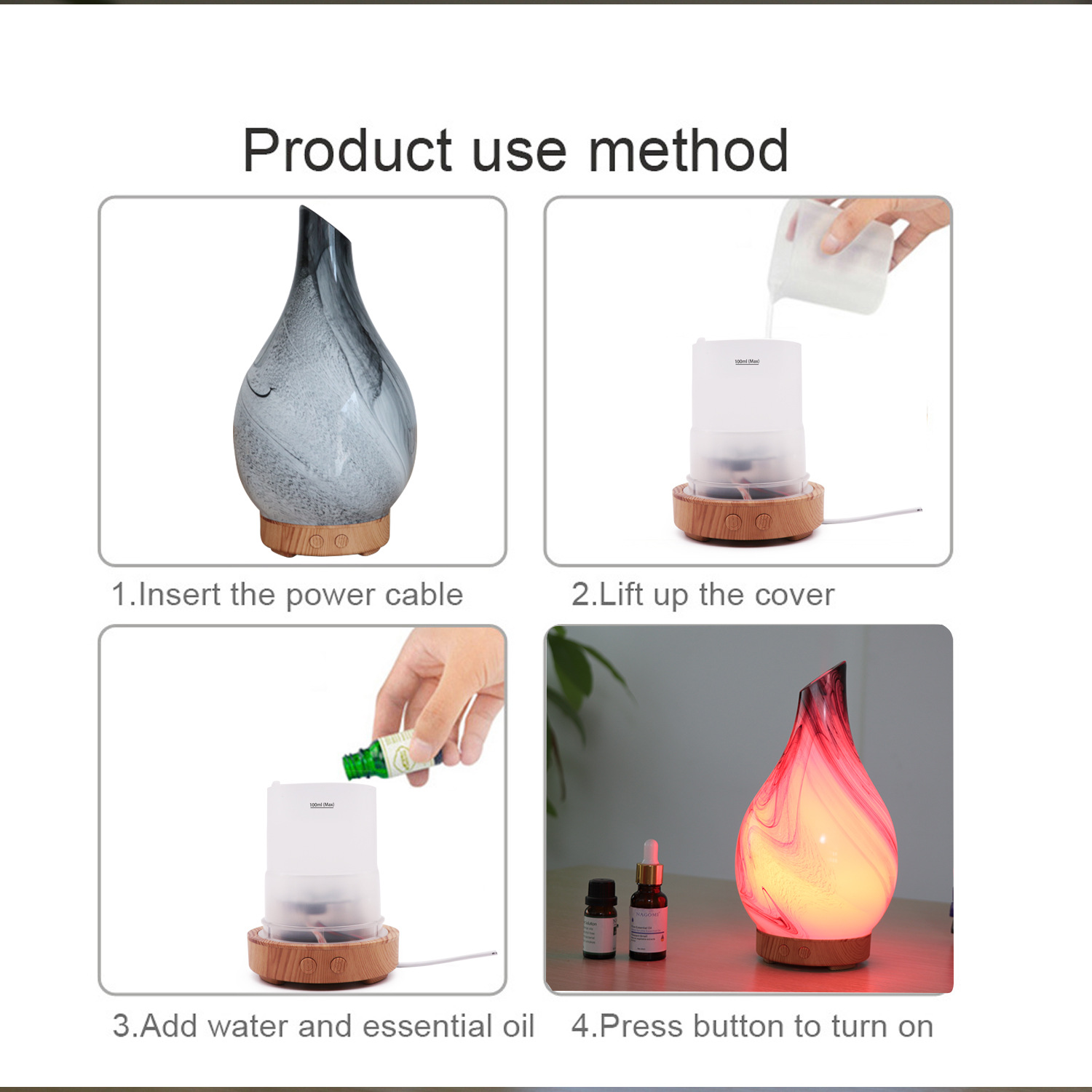 2020 Cloud Glass Aroma Diffuser 100ml Atomizer Home Bedroom Living Room Ultrasonic Colorful Humidifier