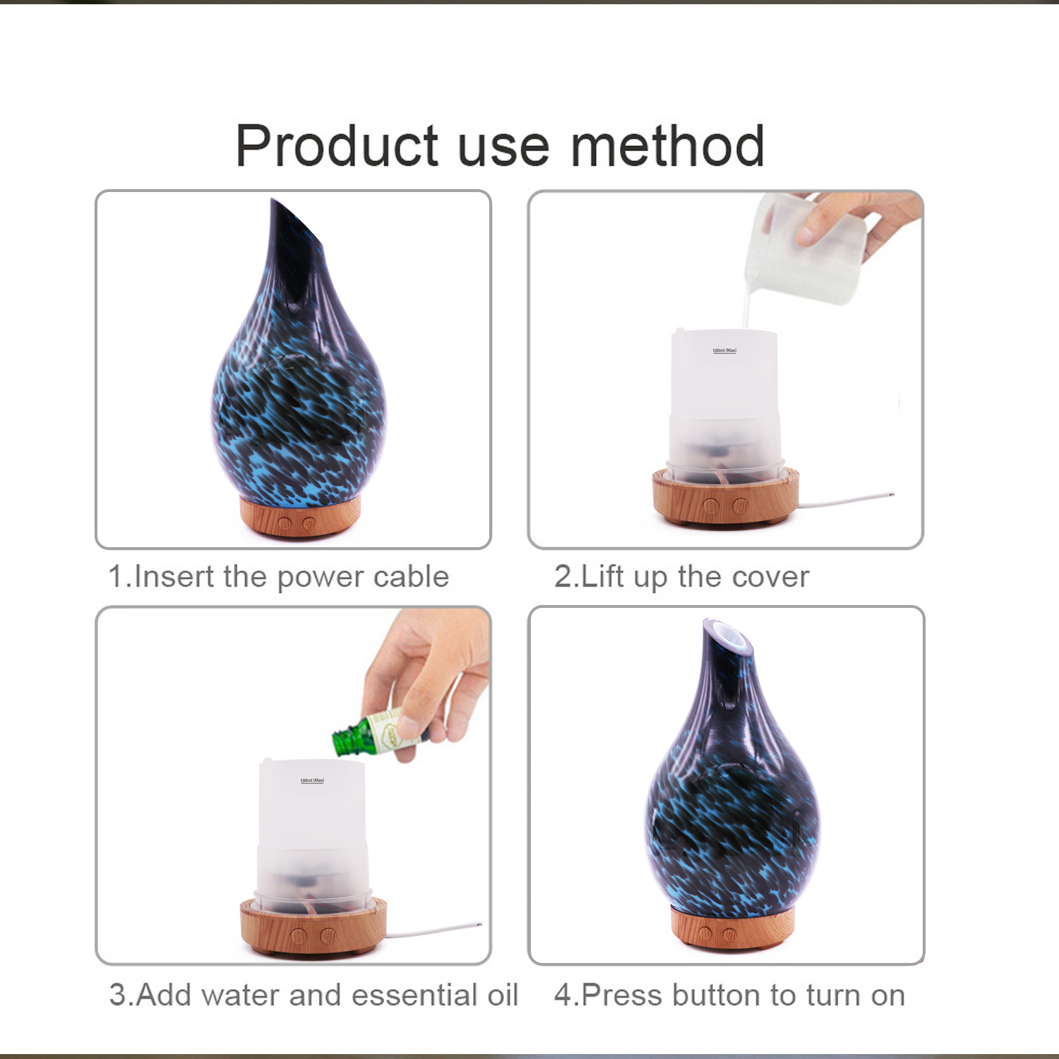 2020 Cloud Glass Aroma Diffuser 100ml Atomizer Home Bedroom Living Room Ultrasonic Colorful Humidifier