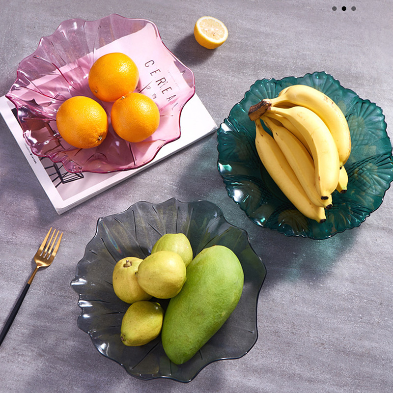 Transparent Fruit Plate Household Coffee Table Storage Living Room Candy Tray Snack and Melon Seeds Plate Plastic Base Creative Dried Fruit Plate