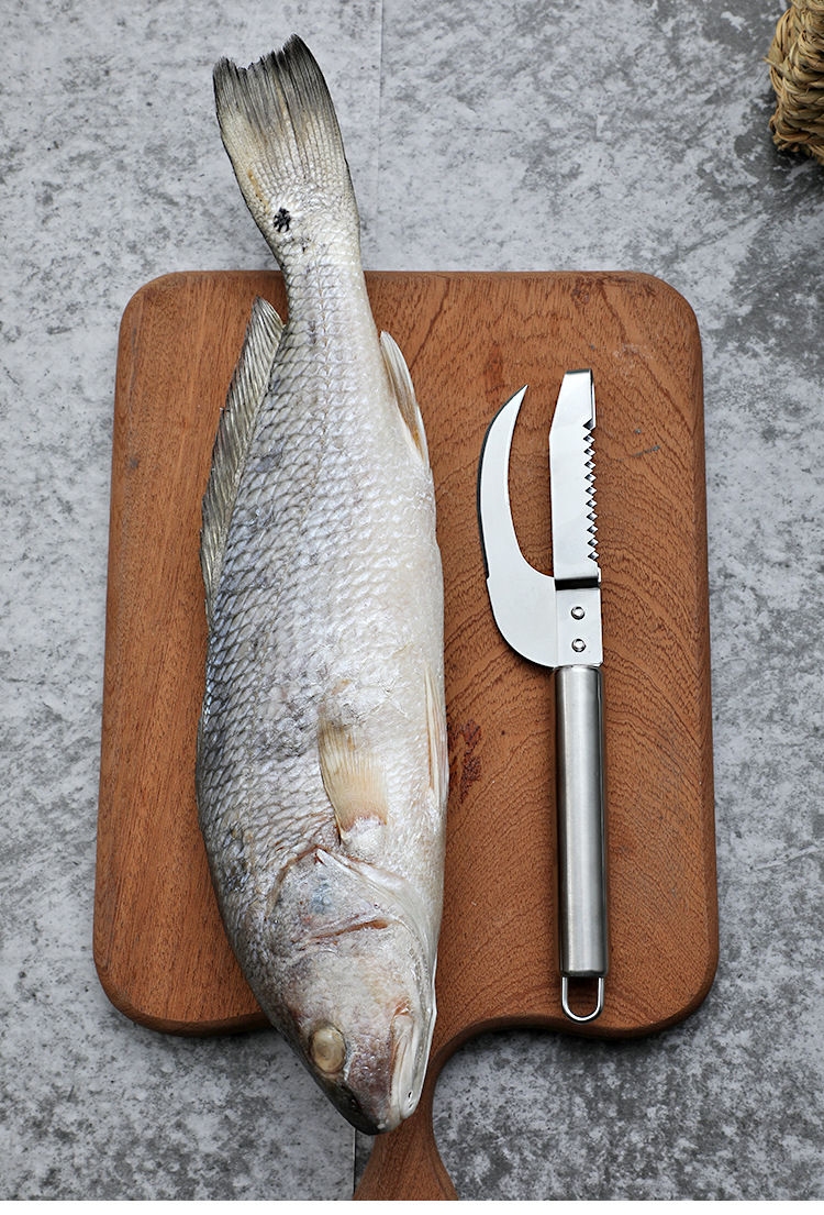 Factory Supplier Stainless Steel Fish Maw Knife Kitchen Fish Scale Peeler Open Fish Belly Knife Scales Scraper Replaceable Blade Knife Laser Logo