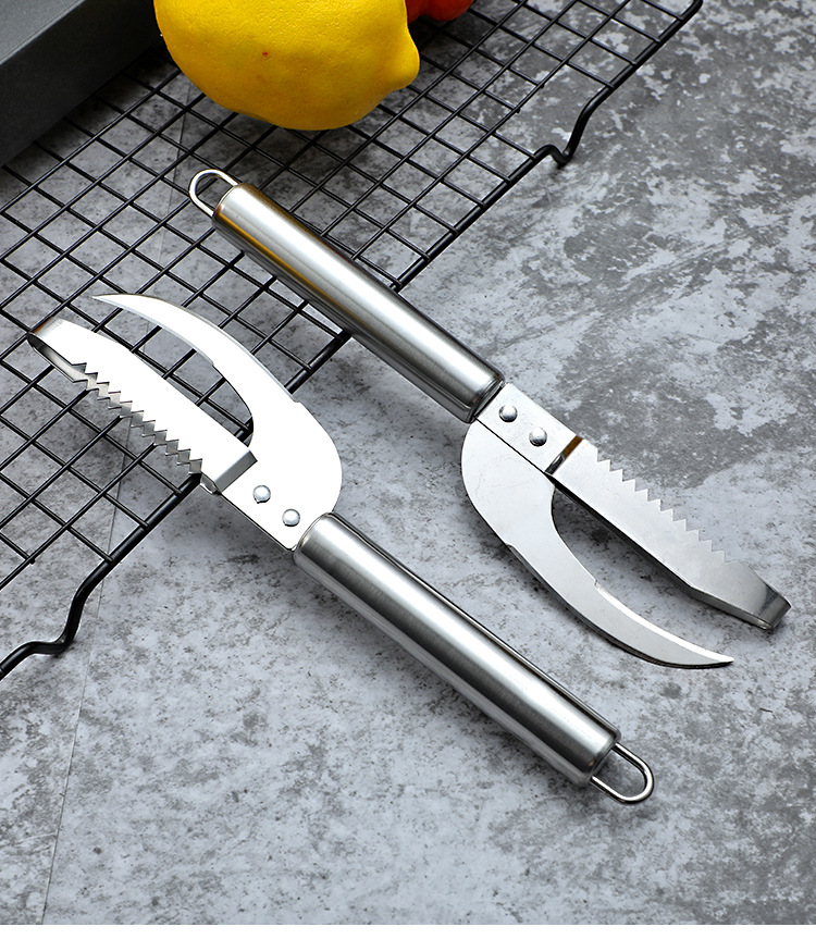 Factory Supplier Stainless Steel Fish Maw Knife Kitchen Fish Scale Peeler Open Fish Belly Knife Scales Scraper Replaceable Blade Knife Laser Logo