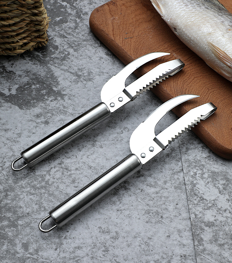 Factory Supplier Stainless Steel Fish Maw Knife Kitchen Fish Scale Peeler Open Fish Belly Knife Scales Scraper Replaceable Blade Knife Laser Logo