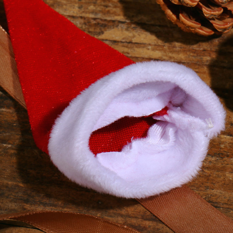 Christmas Hat Hot Mini Christmas Hat Decorative Wine Bottle Cup Knife and Fork Hat Christmas Supplies Decorative Stall