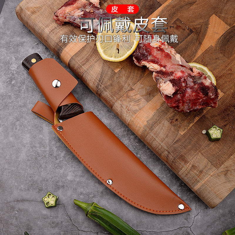 Steel Forged Hammer Pattern Boning Knife Sharp Solid Wood Handle Slaughter Dedicated Knife Household Kitchen Knife Kit