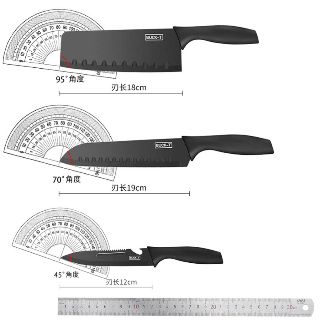 Kitchen Knife Kit 5-Piece Set Stainless Steel Kitchen Knife Set Kitchen Multi-Purpose Black Steel Knife Gift Set