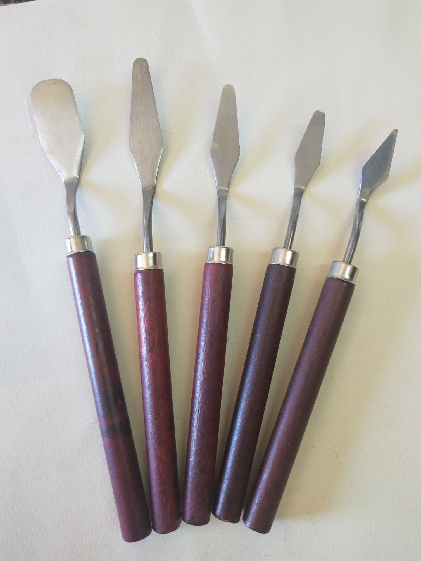 Stainless Steel Art Oil Painting Knife Palette Knife Painting Supplies Wooden Flat Pointed Paint Scraper Blade