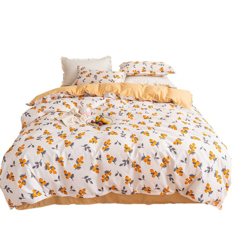 s Brushed Aloe Cotton FourPiece Bedding Set Fresh Student Single Quilt Cover Dormitory ThreePiece Set Generation Hair