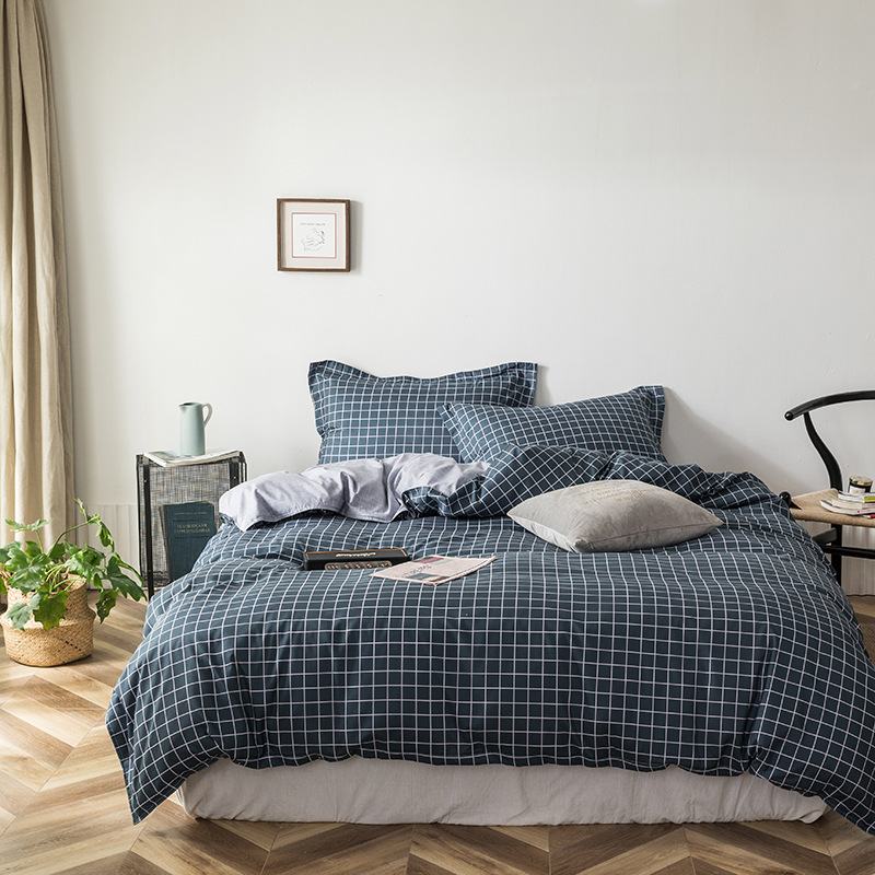 s Brushed Aloe Cotton FourPiece Bedding Set Fresh Student Single Quilt Cover Dormitory ThreePiece Set Generation Hair