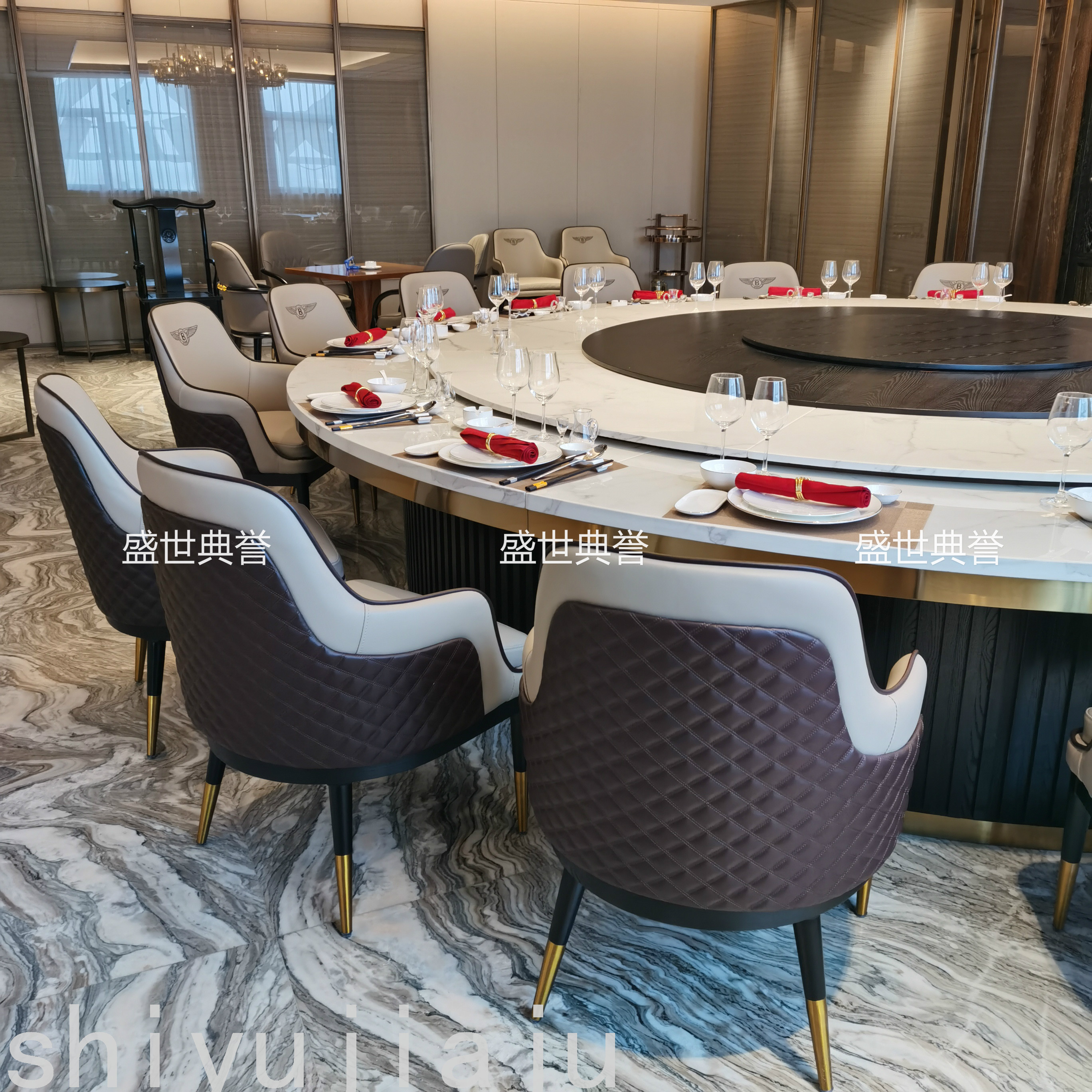 Resort Hotel Solid Wood Electric Dining Table and Chair Villa Solid Wood Dining Chair Restaurant Box Bentley Chair