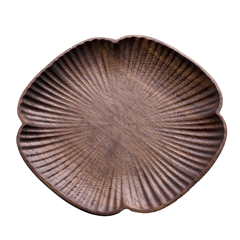 Factory Direct Sales Solid Wood Coaster Black Walnut Four-Leaf Clover Coaster Beech Texture Coaster Cup Saucer Heat Proof Mat