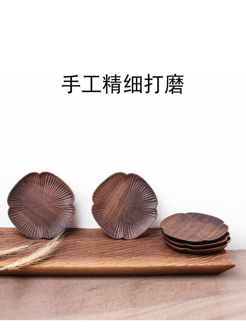 Factory Direct Sales Solid Wood Coaster Black Walnut Four-Leaf Clover Coaster Beech Texture Coaster Cup Saucer Heat Proof Mat