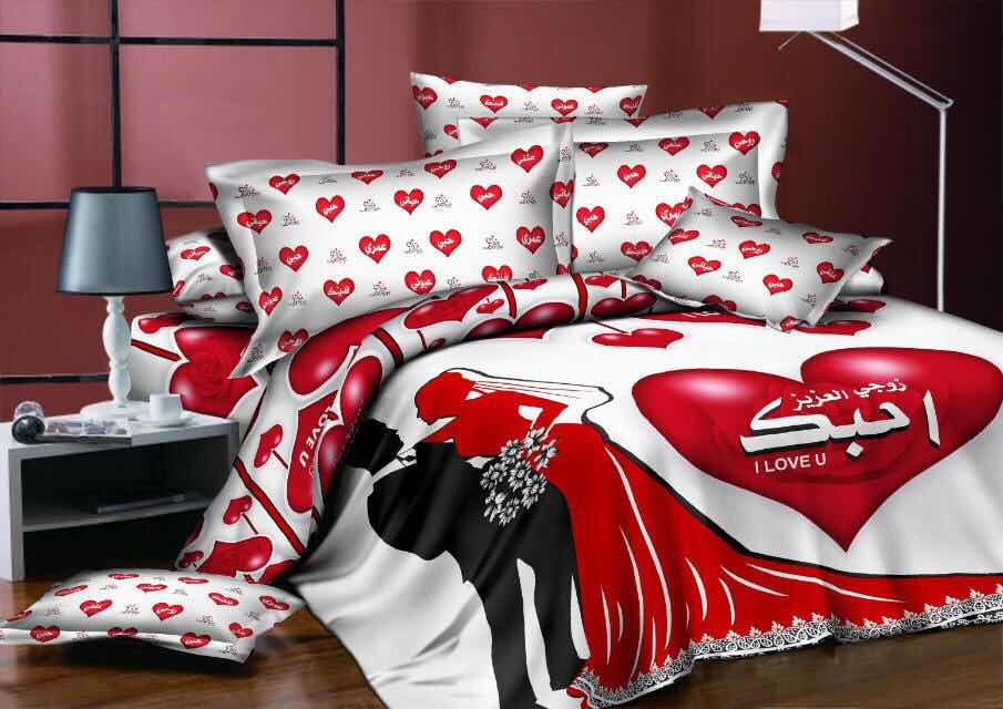 Bedding set four-piece rose lip series printed in Arabic Bedding set four-piece rose lip series printed in Arabic