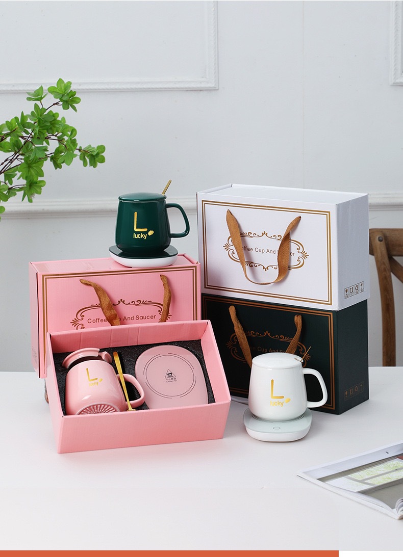55 Degrees Constant Temperature Warm Cup Set Constant Temperature Heating Coaster Mug with Hand Gift Company Gift Printed Logo