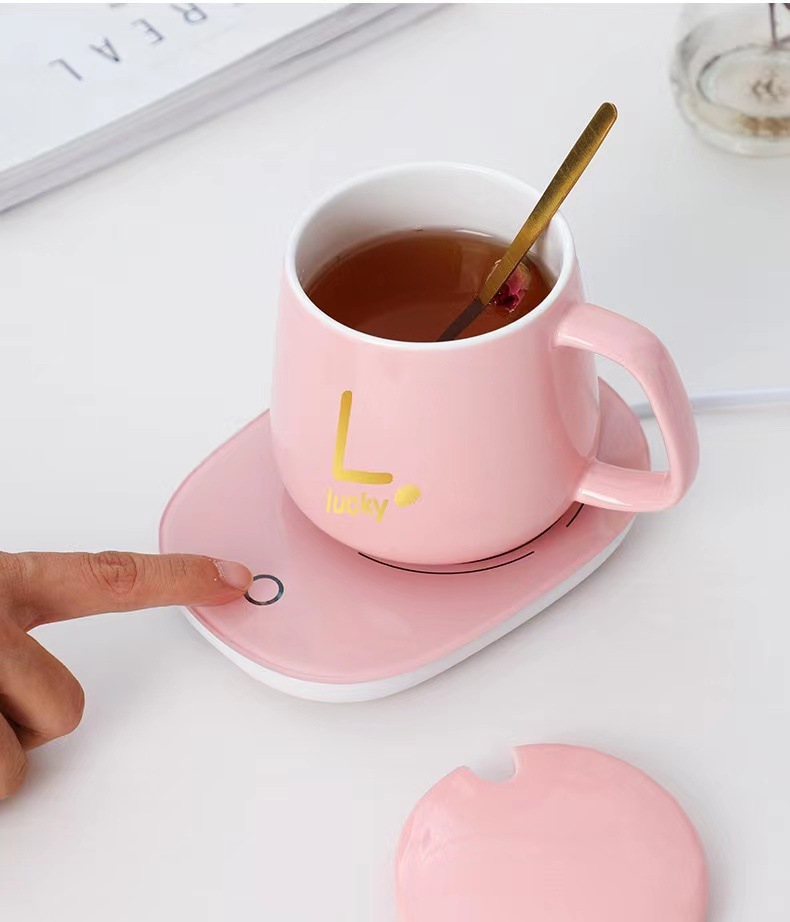 55 Degrees Constant Temperature Warm Cup Set Constant Temperature Heating Coaster Mug with Hand Gift Company Gift Printed Logo