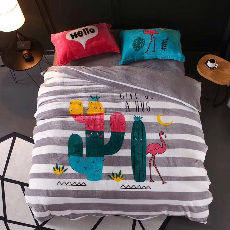 Cartoon Baby Fleece Crystal Velvet Thermal Set Four-Piece Bedding Set Cartoon Baby Fleece Crystal Velvet Thermal Set Four-Piece Bedding Set