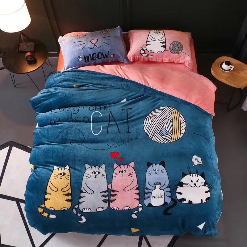 Cartoon Baby Fleece Crystal Velvet Thermal Set Four-Piece Bedding Set Cartoon Baby Fleece Crystal Velvet Thermal Set Four-Piece Bedding Set