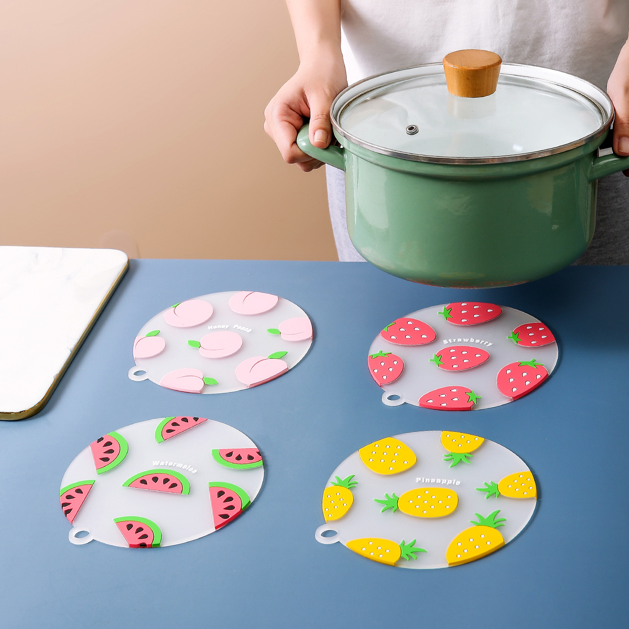 Fruit Cartoon Heat Proof Mat Household Coaster Bowl Mat Kitchen Silicone Heat Resistant Placemat Dish Plate Tea Cup Dining Table Cushion
