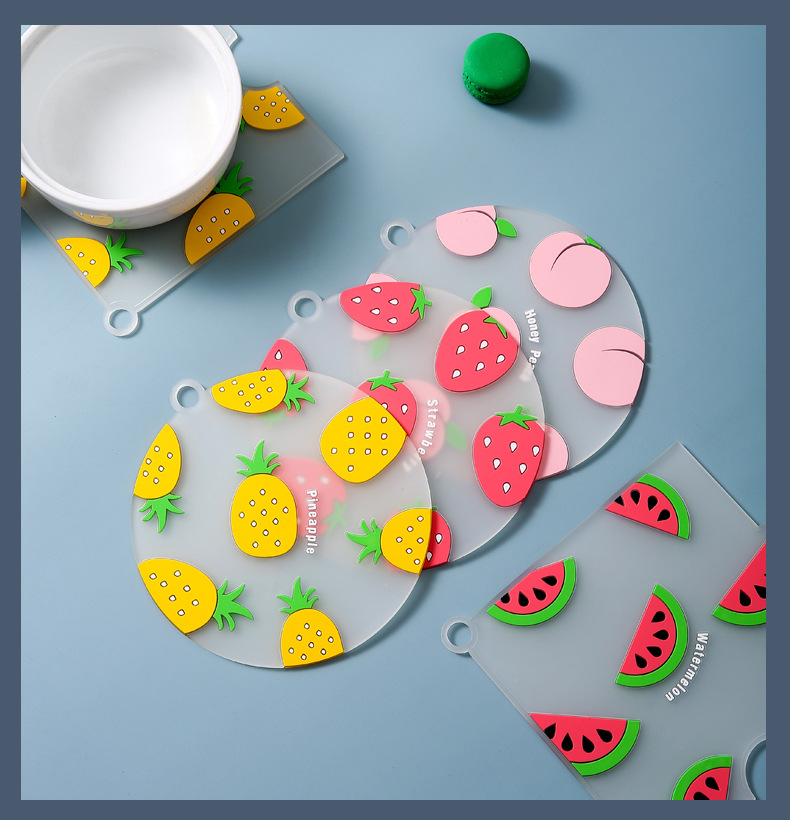 Fruit Cartoon Heat Proof Mat Household Coaster Bowl Mat Kitchen Silicone Heat Resistant Placemat Dish Plate Tea Cup Dining Table Cushion