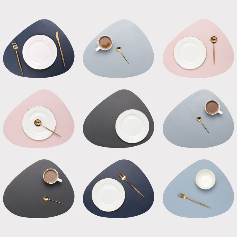 Spot PU Leather European-Style Insulation Placemat Triangle Dining Table Cushion Non-Slip and Oilproof Western Food Placemat Bowl Coaster Cup Coaster