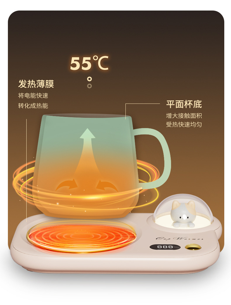 Heating Cup Warming Holder Automatic Thermal Cup Pad Milk 55 Degree Adjustment Timing Insulated Coaster Gift Manufacturer