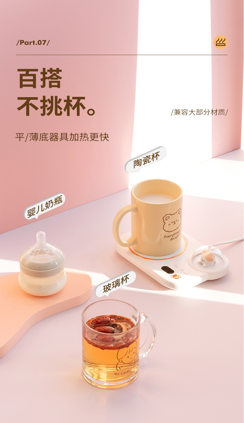 Heating Cup Warming Holder Automatic Thermal Cup Pad Milk 55 Degree Adjustment Timing Insulated Coaster Gift Manufacturer