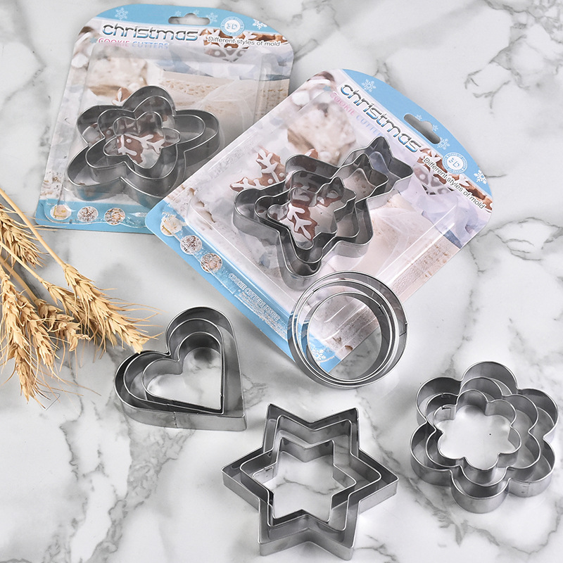 Factory Supplier Stainless Steel Cookie Cutter Baking Tool Cake Mold Card Set Cookie Cutter
