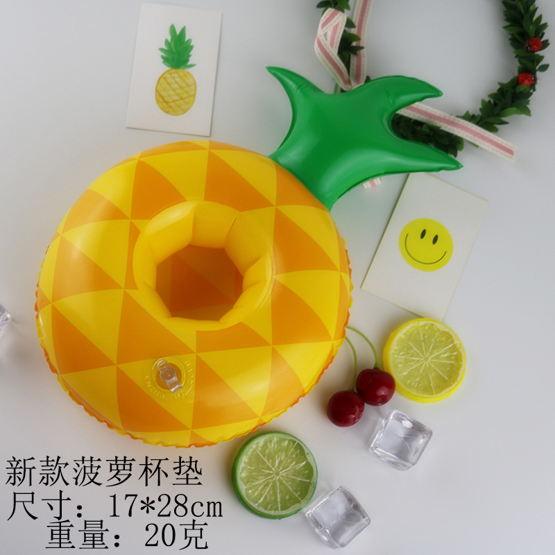 Spot Supply Inflatable Flamingo Donut Lemon Watermelon Pineapple Crab Lovely Cup Holder Inflatable Water Coaster