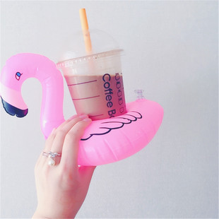 Spot Supply Inflatable Flamingo Donut Lemon Watermelon Pineapple Crab Lovely Cup Holder Inflatable Water Coaster