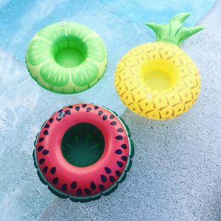 Spot Supply Inflatable Flamingo Donut Lemon Watermelon Pineapple Crab Lovely Cup Holder Inflatable Water Coaster
