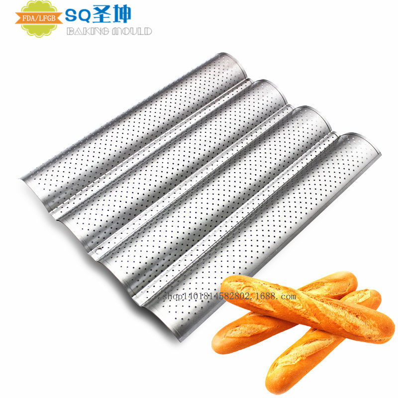 Factory Wholesale Non-Stick 4-Slot 3-Slot Bread Wave Grid Runner 2 Wave Baguette Baking Mold Cake Mold