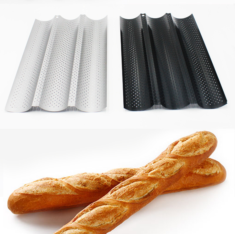 Factory Wholesale Non-Stick 4-Slot 3-Slot Bread Wave Grid Runner 2 Wave Baguette Baking Mold Cake Mold