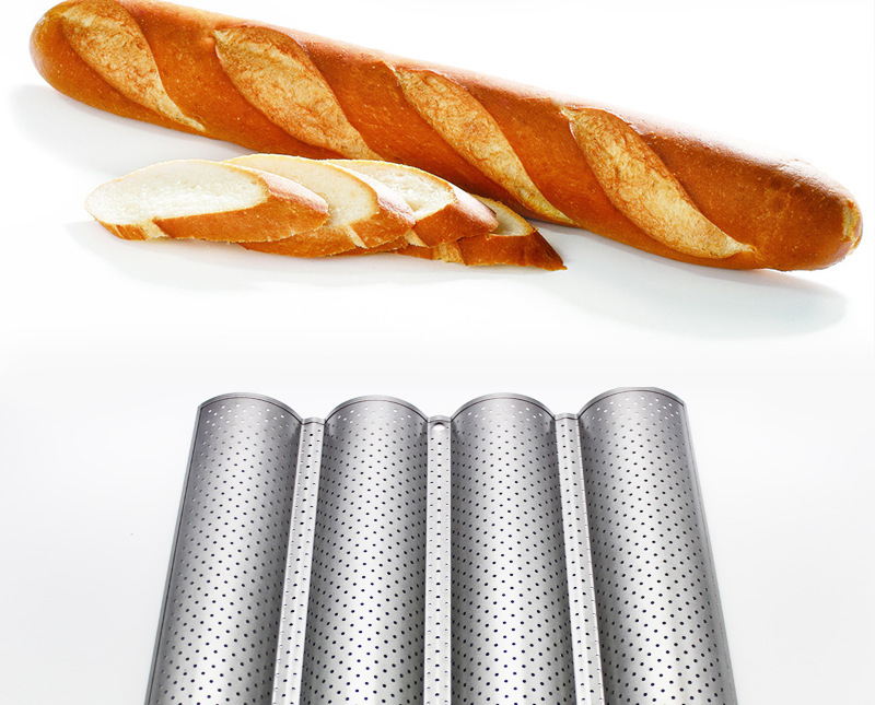 Factory Wholesale Non-Stick 4-Slot 3-Slot Bread Wave Grid Runner 2 Wave Baguette Baking Mold Cake Mold